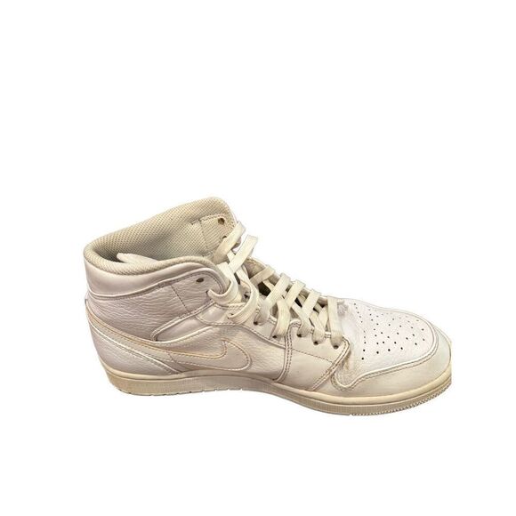 Nike Air Jordan 1 Mid Triple White Men 9 Leather 554724-109 Sneakers Shoe main image 8